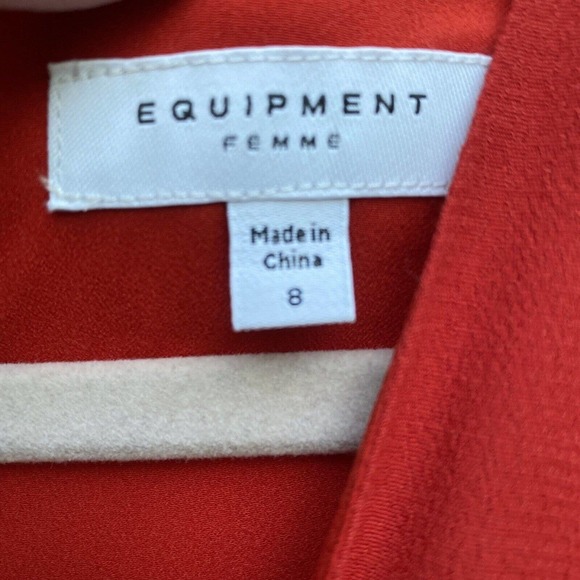 NEW EQUIPMENT Womens Sz 8 Scarlett Red Faun Twist Front Long Sleeve Dress $475 - Picture 7 of 8